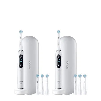 Oral-B iO9 Twin Pack, White Alabaster + White Alabaster